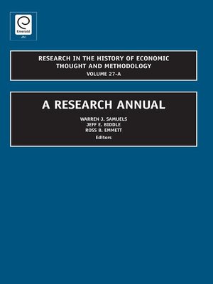 cover image of Research in the History of Economic Thought and Methodology, Volume 27A